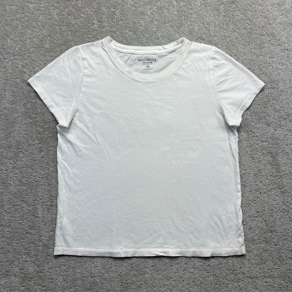 J.Crew T-Shirt Womens M White Mercantile Broken-In Knit Goods Cotton Blank
